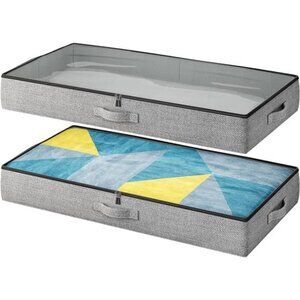 2-Pack Under Bed Storage Containers, 4.5 Inches Tall Low Profile Underbed